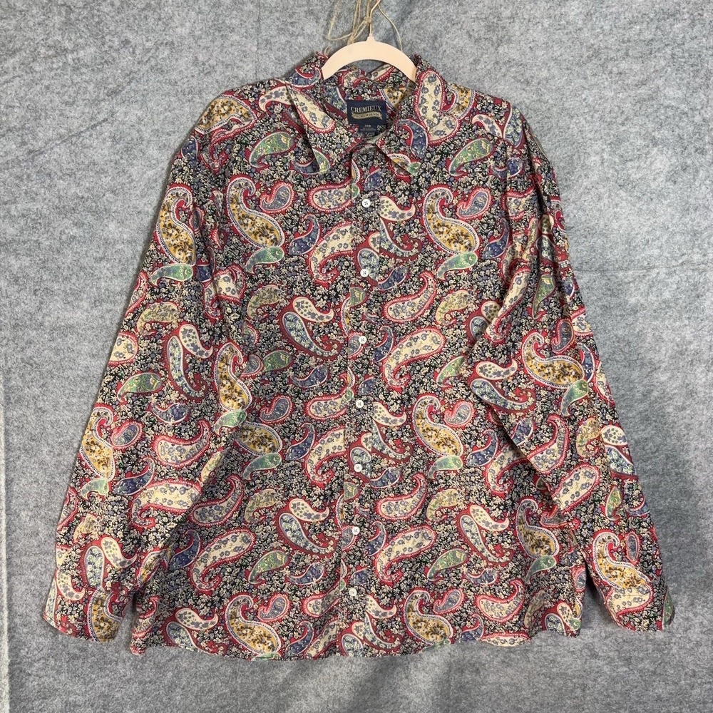 Cremieux Premium Denim‎ Paisley Button Up Shirt 2XB Multicolor Lightweight